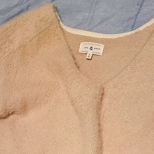 Lou & Grey Fuzzy Creme V-Neck Sweater